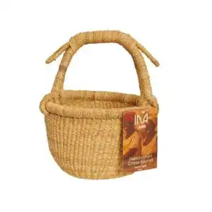 Ayeya Handwoven Vegan Mini Market Style Grass Basket 9″ x 5″ x 7″