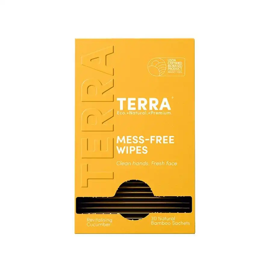 Terra Cucumber Mess Free Natural Bamboo Wipes 30 Sachets