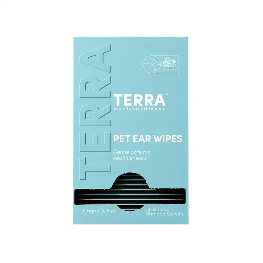 Terra Fragrance-Free Pet Ear Natural Bamboo Wipes 30 Sachets