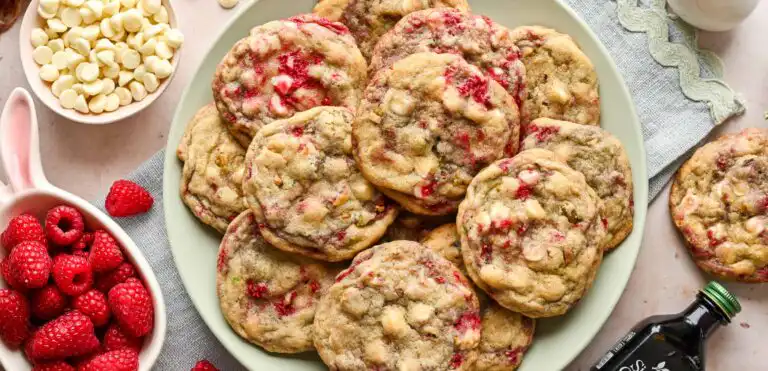 Raspberry White Chocolate Pistachio Cookies