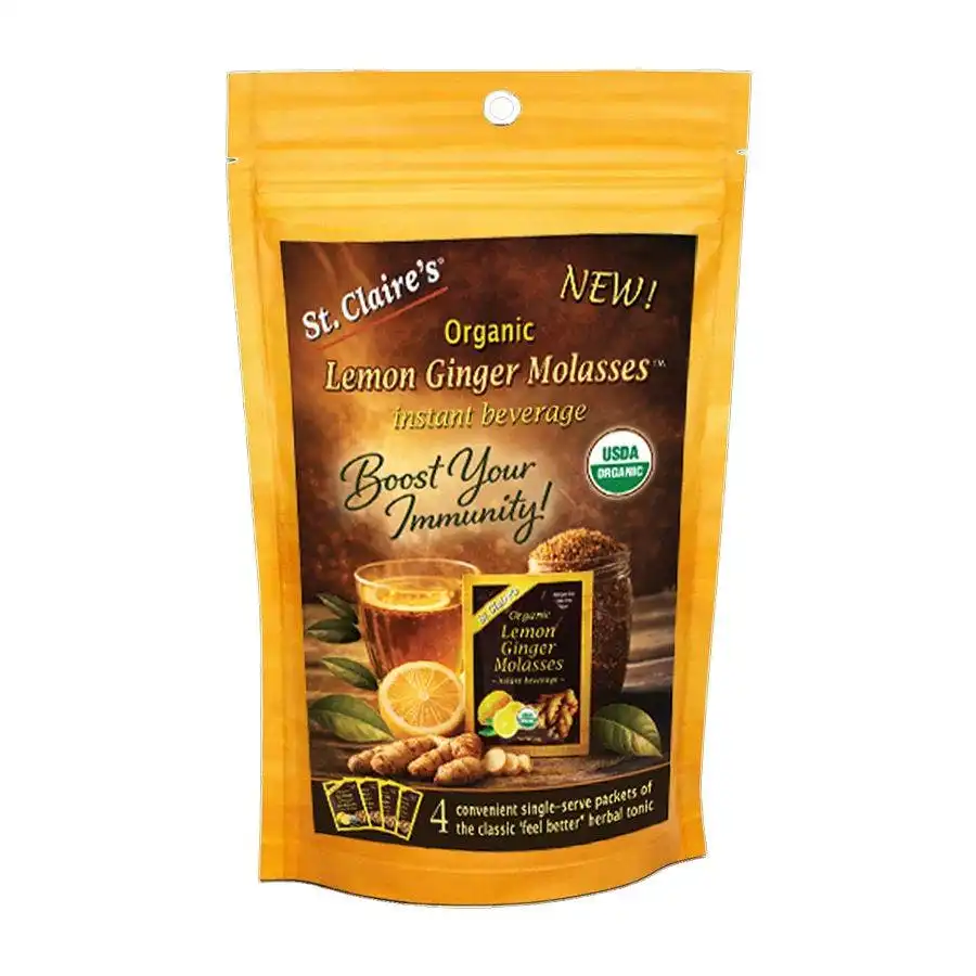 St. Claire’s Organics Lemon Ginger Molasses Instant Beverage Eco-Pack 4 count St. Claire’s Organics Lemon Ginger Molasses Instant Beverage Eco-Pack 4 count