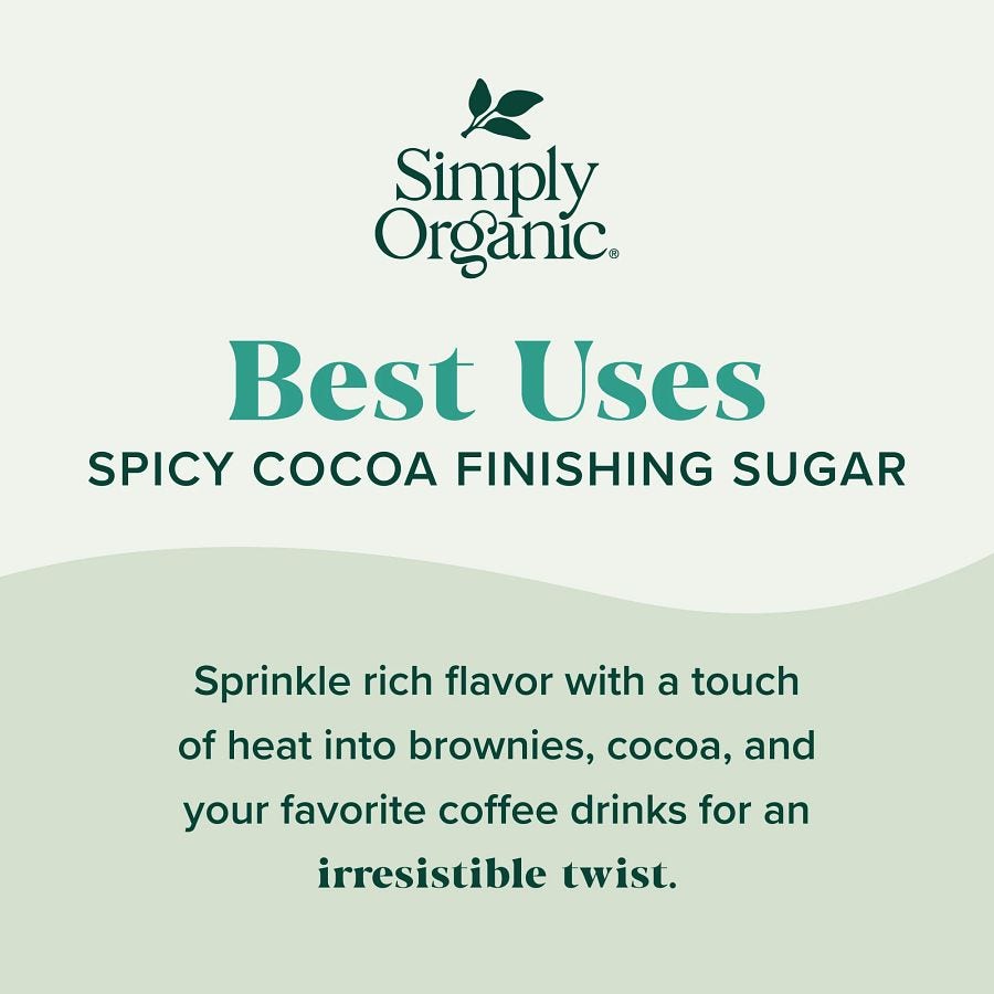 Simply Organic Spicy Cocoa Finishing Sugar 3.88 oz. - Image 6