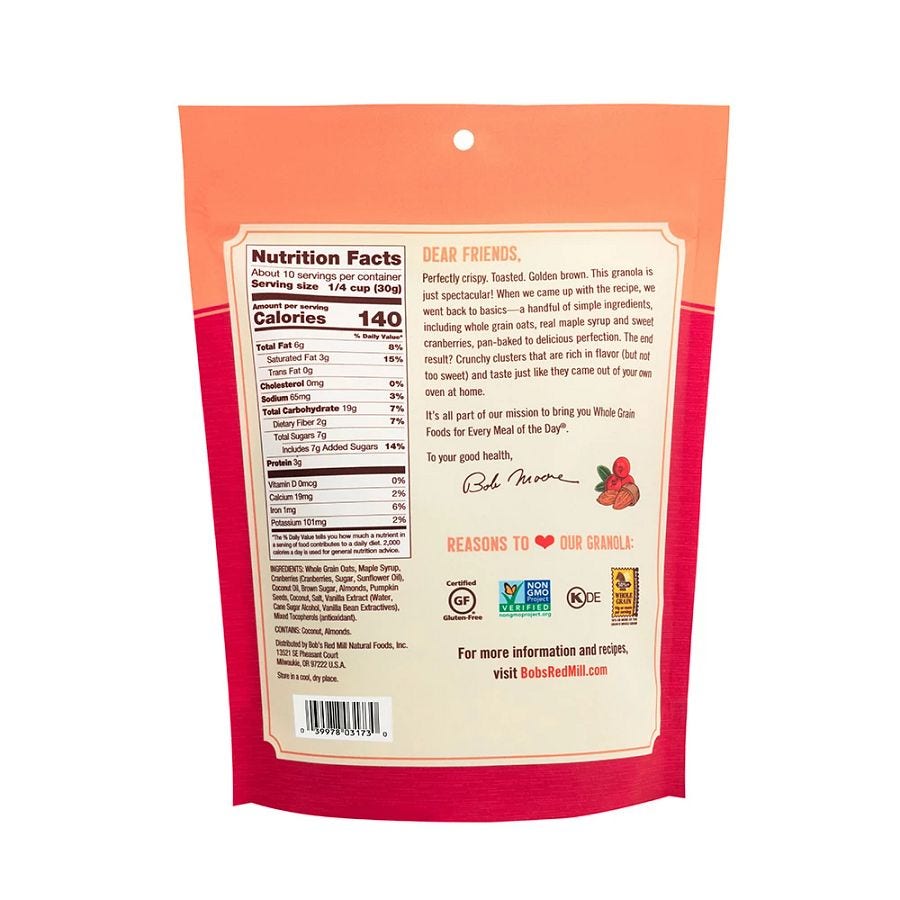 Bob's Red Mill Homestyle Granola – Cranberry Almond 11oz. Resealable Bag - Image 2