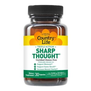 Country Life Triple Action Sharp Thought 30 Capsules