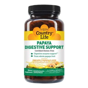 Country Life Papaya Digestive Support 500 Chewable Wafers