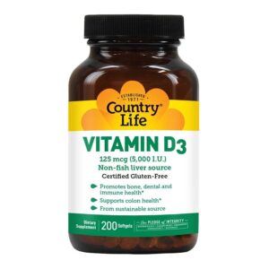 Country Life Vitamin D3 5,000 IU 200 Softgels