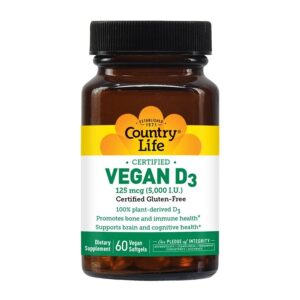 Country Life Vegan D3 5,000 IU 60 Softgels