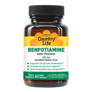 Country Life Benfotiamine with Thiamin 60 Vegan Capsules