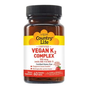 Country Life Vegan K2 Complex 500 mcg 60 Chewable Tablets