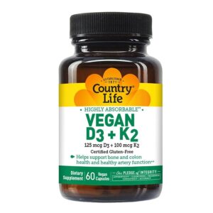 Country Life Vegan D3+K2 60 Vegan Capsules