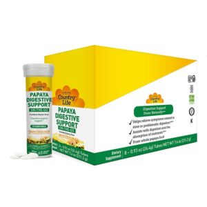 Country Life Papaya Digestive Support On-The-Go Tube 60 Chewable Wafers