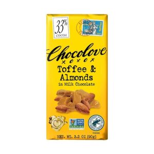 Chocolove Toffee & Almonds Milk Chocolate Large Bar 3.2 oz.