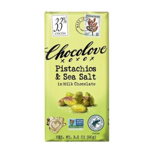 Chocolove Pistachios & Sea Salt in Milk Chocolate Large Bar 3.2 oz.
