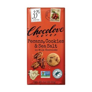 Chocolove Pecans, Cookies & Sea Salt in Milk Chocolate Large Bar 3.2 oz.