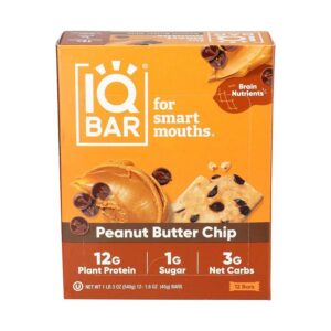 IQBAR Peanut Butter Chip Plant Protein Bars 12 count