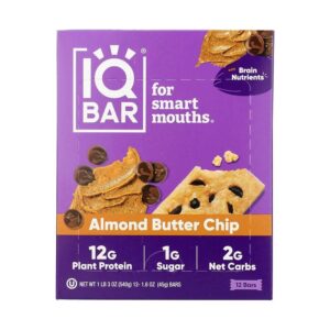 IQBAR Almond Butter Chip Plant Protein Bars 12 count