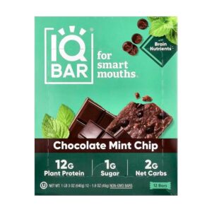 IQBAR Chocolate Mint Chip Plant Protein Bars 12 count