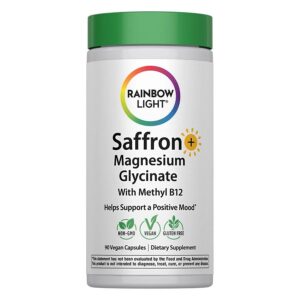 Rainbow Light Saffron+ Magnesium Glycinate with B12 90 Vegan Capsules