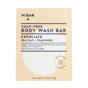 HiBAR Exfoliate Sea Salt + Teakwood Plastic-Free Body Wash Bar 4.2 oz.