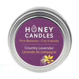 Honey Candles Country Lavender Essential Oil Beeswax Candle 3 oz.