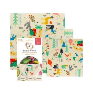Bee’s Wrap Seasonal Winter Wonderland Organic Cotton Beeswax Wraps Assorted 3-pack