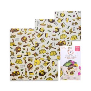 Bee’s Wrap Wheels n’ Wedges Organic Cotton Beeswax Wraps Assorted Sizes 3-pack