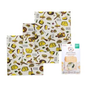 Bee’s Wrap Wheels n’ Wedges Organic Cotton Beeswax Wraps Medium 3-pack