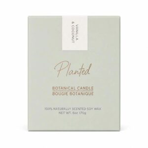 Planted Candles Vanilla & Coconut Classic Soy Candle 6 oz.