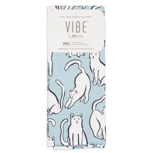 MUKitchen Curious Cats Vibe Dual-Sided Printed Tea Towel 18″ x 30″