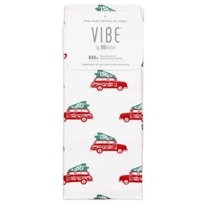 MUKitchen Holiday Woodie Wagon Vibe Dual-Sided Printed Tea Towel 18″ x 30″
