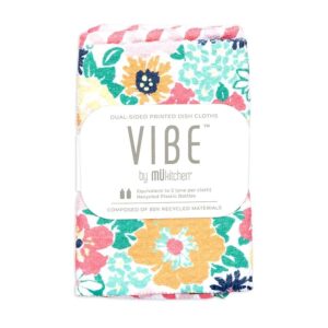 MUKitchen Clubhouse Floral Vibe Dual-Sided Printed Dish Cloths 2-pack 10″ x 10″