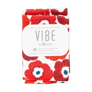 MUKitchen Poppy Fields Vibe Dual-Sided Printed Dish Cloths 2-pack 10″ x 10″