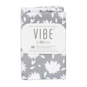 MUKitchen Aster Gray Vibe Dual-Sided Printed Dish Cloths 2-pack 10″ x 10″