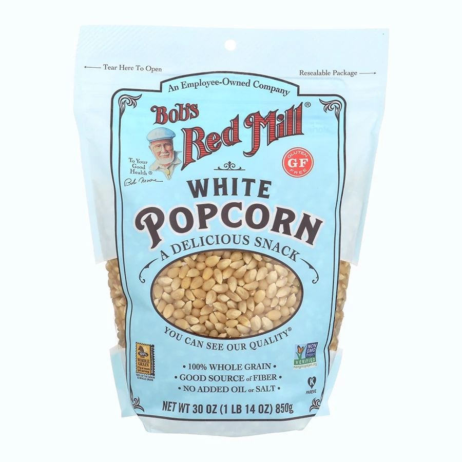 Bob’s Red Mill Whole White Popcorn 30 oz. bag Bob’s Red Mill Whole White Popcorn 30 oz. bag