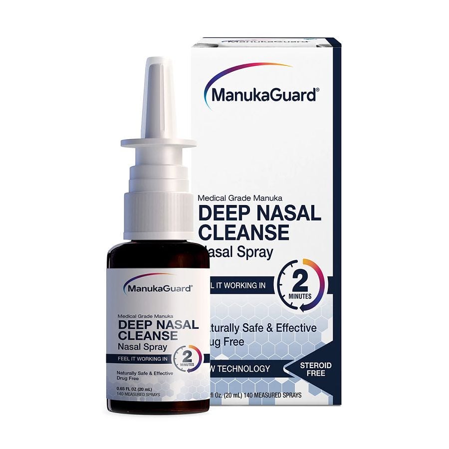 ManukaGuard Deep Nasal Cleanse Nasal Spray Medical Grade Manuka Honey 0.65 fl. oz. ManukaGuard Deep Nasal Cleanse Nasal Spray Medical Grade Manuka Honey 0.65 fl. oz.