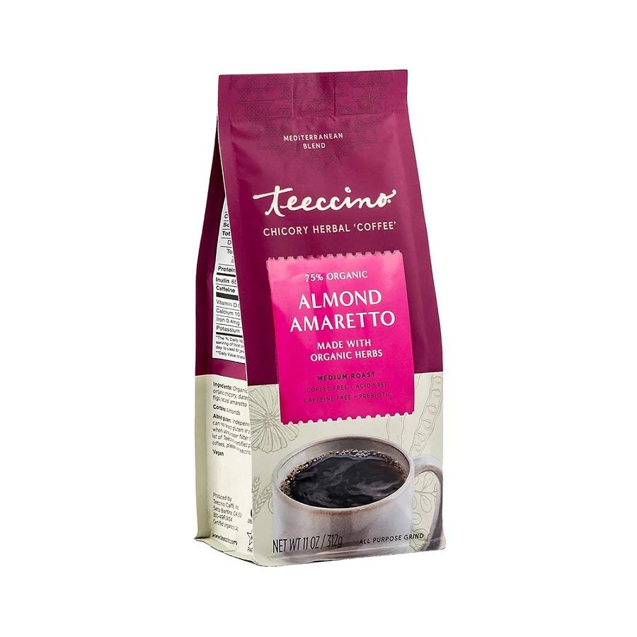 Teeccino Almond Amaretto Chicory Herbal Coffee 11 oz. Teeccino Almond Amaretto Chicory Herbal Coffee 11 oz.